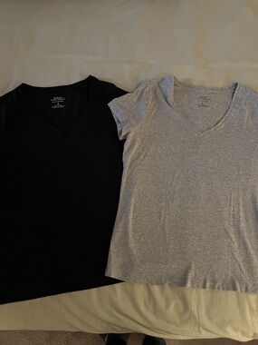 Banana Republic Timeless V-Neck Tees - Black and Gray
